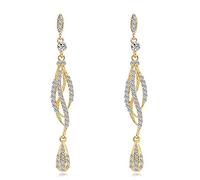 Elegant Gorgeous Crystal Gemstone Drop Dangle Earrings Elegant Wedding Party Bar Statement Dress Jewelry Accessories For Women Girl Colour Name:Gold