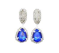Elegant Gorgeous Crystal Gemstone Water Drop Dangle Earrings Charming Wedding Party Statement Dress Jewelry Accessories For Women Girl Colour Name:Blue,Blue