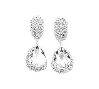 Elegant Gorgeous Crystal Gemstone Water Drop Dangle Earrings Charming Wedding Party Statement Dress Jewelry Accessories For Women Girl Colour Name:Blue,White