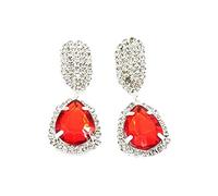 Elegant Gorgeous Crystal Gemstone Water Drop Dangle Earrings Charming Wedding Party Statement Dress Jewelry Accessories For Women Girl Colour Name:Blue,Red