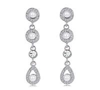 Elegant Gorgeous Pearl Crystal Teardrop Dangle Earrings Gemstone Wedding Party Statement Dress Decoration Jewellery For Women Girl