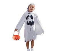 Elegant Gothic Lolita Cosplay Costume Women Hooded Long Sleeve Dress Halloween Party Outfit Daily Wear Style (A1-White, 150)