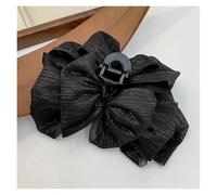 Elegant Grab Clip Mesh Large Hair Clip for Woman Solid Color Back of the Head Shark Clip Fashion Girl Hair Clamp(Black)
