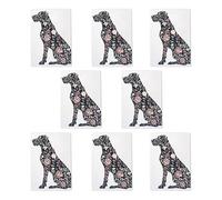 Elegant Great Dane Dog Greeting Cards Pack of 8 Floral Pet Lover Art Note Cards Any Occasion Blank Inside A6 10x15cm
