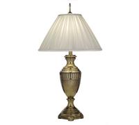 Elegant Grecian Urn Style Table Lamp With Oyster Sheen Shade And Brass Finish