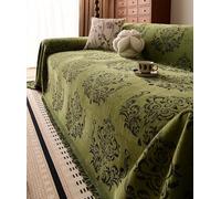 Elegant Green Floral Pattern Sofa Covers Soft Durable Reversible Chenille Sofa Throw Couch Covers Universal Furniture Protector for 1 2 3 4 Seater Sofa Loveseat L-shape Corner Futon Sofas (180×130cm)