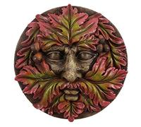 Elegant Green Man Round Face Plaque - 16.5cm x 16.5cm (1 Pc.) - Unique Wall Art Deign & Durable Resin Outdoor Decoration - Perfect for Garden Decor & Gift Idea