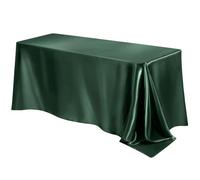 Elegant Green Satin Tablecloth Set - 2 Rectangular Covers for Weddings Anniversaries & Dining Parties - Luxurious Silk Finish 145x260cm - Ideal Table Decor & Event Essentials