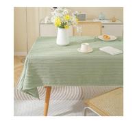 Elegant Green Striped Cotton Linen Tablecloth 135x300 cm (53x118 Inch) - Washable Table Cover with Tassels for Dining Thanksgiving Christmas - Stylish Home Decor