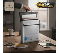 Elegant Grey Fireproof Document Bag - Large Capacity with Durable Zipper Closure