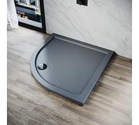 ELEGANT Grey Quadrant Stone Shower Tray for Shower Enclosure Cubicle + Waste Trap 800 x 800 x 40 mm