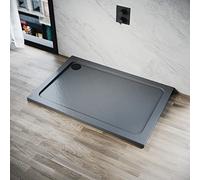 ELEGANT Grey Stone Shower Tray for Shower Enclosure Cubicle + Waste Trap 1000 x 700 x 40mm