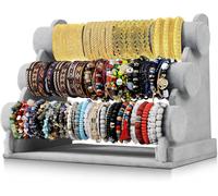 Elegant Grey Velvet 3-Tier Bracelet Holder Stand - Perfect for Display