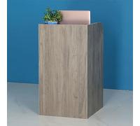 Elegant Grey Wooden Reception Desk with Lockable Drawer - Modern Office Writing Table for Salon, Supermarket, Hotel - Stylish 40x40 Inch Computer Desk