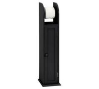 Elegant Grey Wooden Toilet Paper Roll Holder & Storage Cabinet Free Standing Multifunctional Bathroom Organizer With Shelf