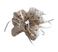 Elegant Hair Scrunchies Round Dot Black White Bowknot Hair Tie High Elasticity Fabric Headwear For Women Girls