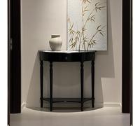 Elegant Half Moon Console Table Solid Wood Entryway Foyer Table with Drawer & Shelf Stylish Sofa Table for Living Room Hallway & Entrance Decor (Black 35.4"x15"x34.4")