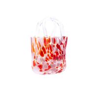 Elegant Handbag-Style Small Red Fleck Design Thick Glass Flower Vase