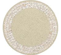 Elegant Handcrafted Glass Beads Table Placemats - 13" Round Beaded Placemat for Dining Table for Gathering, Occasional Decoration and Family Parties Celebrations (Ivory) - CLEENTABLE