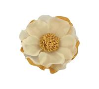 Elegant Handcrafted Silk Camellia Flower Brooch for Women - 9cm Floral Organza Fabric Pin, Romantic Wedding Party Lapel Accessory for Dress Scarf Hat Jewellery Gift (Yellow)