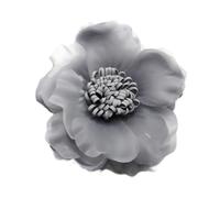 Elegant Handcrafted Silk Camellia Flower Brooch for Women - 9cm Floral Organza Fabric Pin, Romantic Wedding Party Lapel Accessory for Dress Scarf Hat Jewellery Gift (Grey)