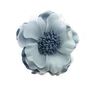 Elegant Handcrafted Silk Camellia Flower Brooch for Women - 9cm Floral Organza Fabric Pin, Romantic Wedding Party Lapel Accessory for Dress Scarf Hat Jewellery Gift (Light Blue)