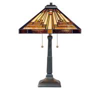 Elegant Handcrafted Tiffany Style Table Lamp With Dual Bulbs And Vintage Bronze Finish
