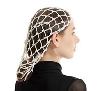 Elegant Handmade Crochet Snood Hair Net Turban Hat for Women with Pearls Bead Decoration Great for Weddings and Parties