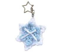 Elegant Handmade Snowflake Bowknot Crochet Decoration Phone Accessories Holiday Women Soft Wool Keychain Decoration, フリーサイズ
