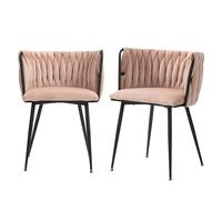 Elegant Handwoven Luxury Velvet Dining Chairs Set of 2 Stylish Black Metal Legs Modern Home Furniture for Dining Room Living Room Bedroom Decor