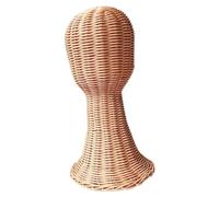 Elegant Hat And Wigs Holder Rattan Crafted Mannequin Head Headwear Showcase Rack For Fashion Enthusiasts