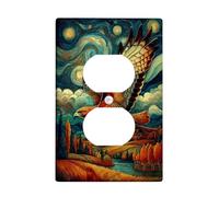 Elegant Hawk Light Switch Cover Plate for Artistic Home Décor, Deep Blue Night Sky Design, Perfect for Living Room or Office, Standard Size Single Duplex Outlet