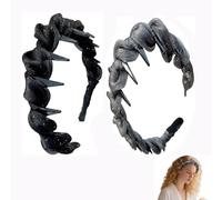Elegant headband,2Pcs Zig Zag Shark Tooth Headbands,Fashion Elastic Hair Accessories, Non-Slip Plastic Headbands for Women Girls - Black & Grey