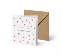 Elegant Heart-Embossed Engagement Card for Couples, Congratulations on Your Happy Engagement card for men or woemn, 13x13cm