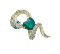 Elegant Heart Emerald Snake Brooch Animal Shaped Lapel Pin For Women’s Clothing Handmade Unique Snake Year Zodiacs Year Jewelry