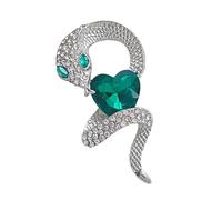 Elegant Heart Emerald Snake Brooch Animal Shaped Lapel Pin for Women’s Clothing Handmade Uniquefor Snake Year