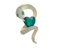 Elegant Heart Emerald Snake Brooch Animal Shaped Lapel Pin for Women’s Clothing Handmade Uniquefor Snake Year