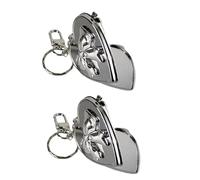 Elegant Heart Glass Keychain Permanent Metal Alloy Protective Bow Decorative Perfect for Purse or Keys. Elegant Bend Keychain for Women, フリーサイズ