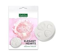 Elegant Hearts Cake Embellishment Silicone Mould for Cake Decorating, Crafts, Cupcakes, Sugarcraft, Candies, Chocolate, Card Making and Clay, Food Safe Approved, Made in The UK