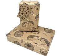 Elegant Hedgehog Kraft Wrap, 2 Sheets with 2 Tags