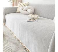 Elegant Herringbone Sofa Cover with Decorative Fringe ScratchResistant Cat Protection Plush Couch Protector for 3/2/1 Seaters (Anthracite 180x360cm)