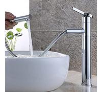 Elegant High-Arc Bathroom Faucet - Extendable Single Handle Sink Mixer 360° Swivel Spout Pull-Down Sprayer Brass Bathroom Tap for Modern Vanity and Basin Use
