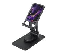Elegant High Heels with Lipstick Prints Rotating Cell Phone Stand with 360° Swivel Base - Foldable Square Desk Phone Holder for iPhone 16 15 14 13 12 11,All Phones,Black