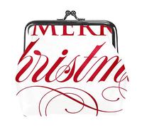 Elegant Holiday Letters Merry Christmas Coin Purse Vintage Pouch Buckle Clutch Bag Kiss-Lock Change Purse Clasp Closure Wallets for Women Girl