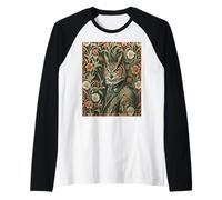 Elegant Horned Owl in Evening Attire Woodland Raglan Baseball Tee