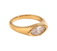 Elegant Horse Eye Zircon Stone Rings Stainless Steel Gold Plated Accessory Handmade Unique Women Horse Eye Zircon