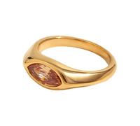 Elegant Horse Eye Zircon Stone Rings Stainless Steel Gold Plated Accessory Handmade Unique Women Horse Eye Zircon
