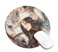 Elegant Horse Floral Horse Mouse Pad, White and Brown Horses with Flowers, Spring Seasonal Computer Mouse Pad, Non-Slip Rubber Mouse Pad for Home and Home