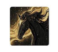 Elegant Horse Washer Dryer Top Protector Mat, Black and Gold Starry Pattern Laundry Mats, Perfect for Year-Round Use, Rubber Anti-slip Waterproof Cover for Laundry Room 24x24 Inch