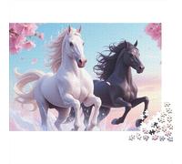 Elegant Horses 1000 Pc Cardboard DIY Fantasy Art Style Jigsaw, Concentration Training Teens, Stress Relief, Vibrant Colours & After-School Fun 70x50cm/1000pcs